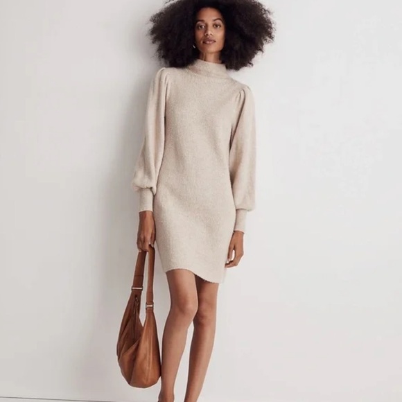 Madewell Dresses & Skirts - Madewell Beige Long Sleeve Turtleneck Dress